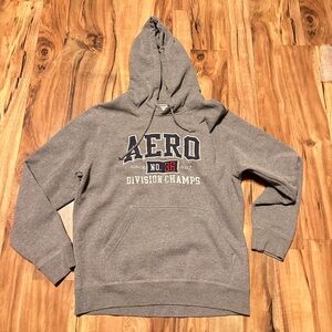Aeropostale Division Champs Hoodie Gray Men’s Med Vintage Y2K Logo Embroidered